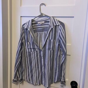 LOFT Blue and White Striped Blouse